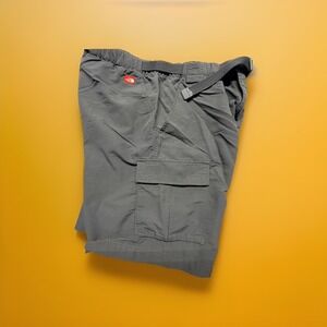 The North Face Men's Cargo Hiking Shorts Belted Gray Nylon Outdoor Trail Size L